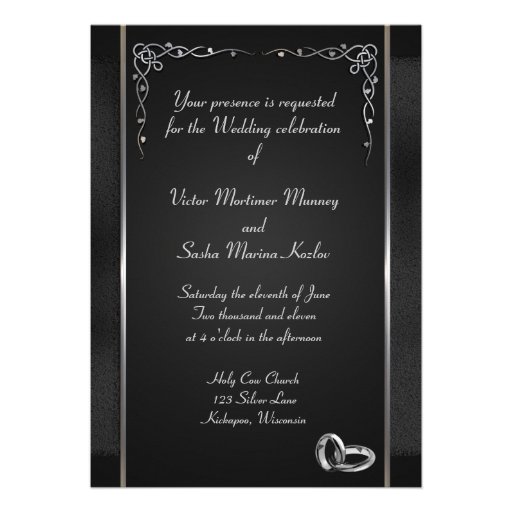 Ornate Black and Silver Wedding Invitations