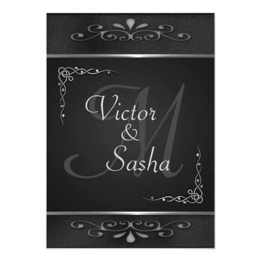 Ornate Black and Silver Wedding Invitations | Zazzle