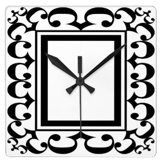 Ornate Black and White Framed Clock
