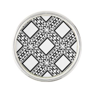 Ornate Black and White Lapel Pin