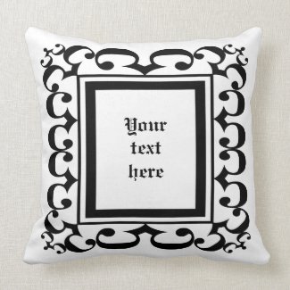 Ornate Black and White Pillow