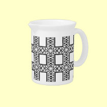 Ornate Black and White Pitcher pitchers