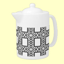 Ornate Black and White Teapot teapots