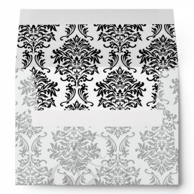 ornate black damask on white envelopes Zazzle_envelope