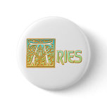 Ornate Blue and Gold Aries Button