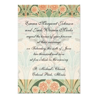 ornate bontanical garden art nouveau art personalized invitation