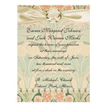 ornate bontanical garden art nouveau art custom invitations