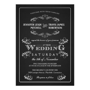 Ornate Chalkboard Vintage Wedding Invitations