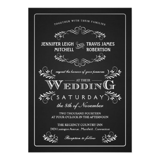 Ornate Chalkboard Vintage Wedding Invitations