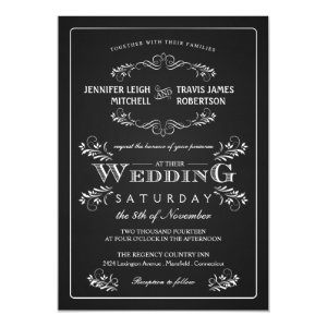 Ornate Chalkboard Vintage Wedding Invitations 5