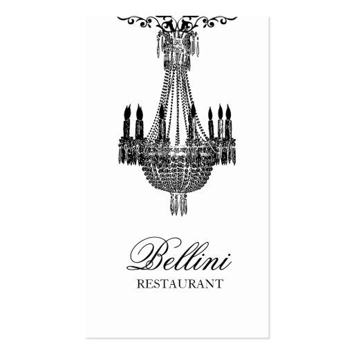 Ornate Chandelier Black Design Business Card Templates (front side)