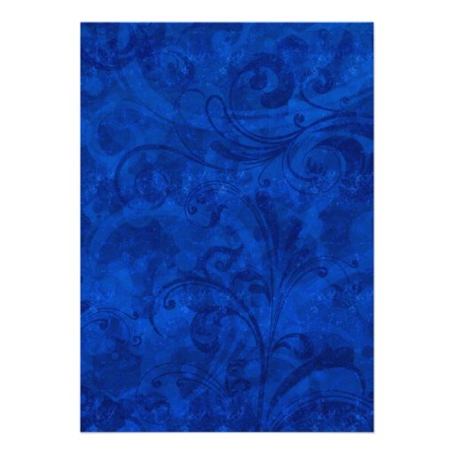 Ornate Cobalt Blue Silver Masquerade Ball Wedding Personalized Invitations