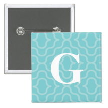 Ornate Contemporary Monogram - Letter G Pinback Button