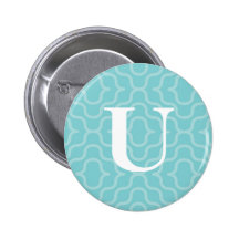 Ornate Contemporary Monogram - Letter U Pinback Button