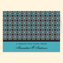 Ornate Custom Thank You Card (aqua/black) cards