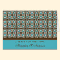 Ornate Custom Thank You Card (aqua/chocolate) cards