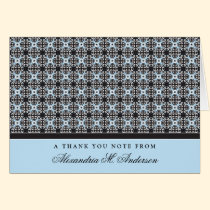Ornate Custom Thank You Card (baby blue/black) cards