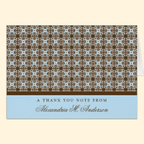 Ornate Custom Thank You Card (baby blue/chocolate) cards