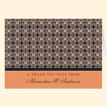 Ornate Custom Thank You Card (coral/black) cards