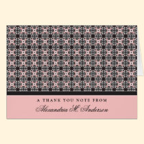 Ornate Custom Thank You Card (pink/black) cards