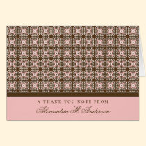 Ornate Custom Thank You Card (pink/chocolate) cards