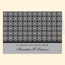 Ornate Custom Thank You Card (silver/black) cards