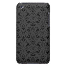 Ornate damask decorative black and gray iPod case Barely There iPod Case