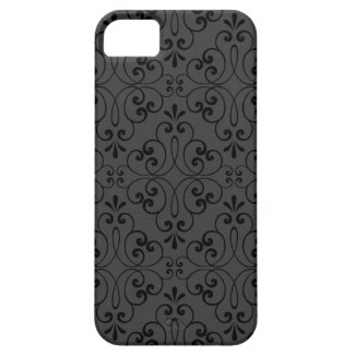 Ornate damask decorative black gray iPhone 5 case