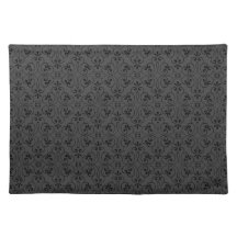 Ornate damask decorative black gray stylish place mat