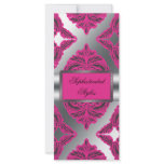 Ornate Damask Pink, Black, Silver Full Color Rack Card