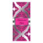 Ornate Damask Pink, Black, Silver Full Color Rack Card