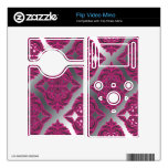 Ornate Damask Pink, Black, Silver Flip Video Mino Decals