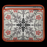 ornate damask red and gray ipad sleeves