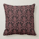 Ornate Elegant Black Red Damask American MoJo Pill Throw Pillows