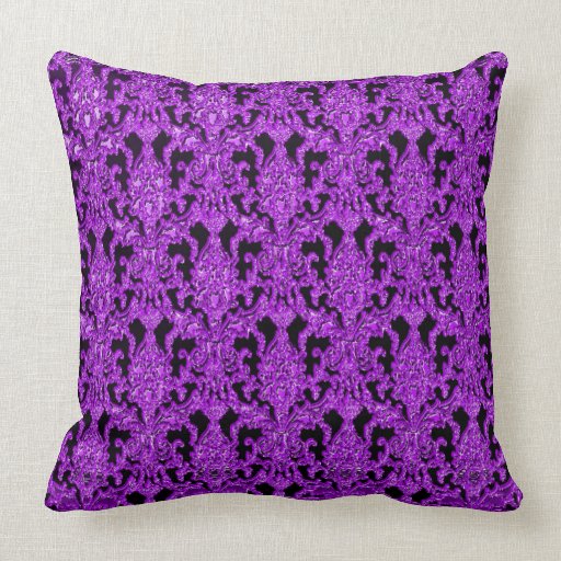 Ornate Elegant Purple Black Damask American MoJo P Pillow