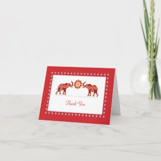Ornate Elephants Thank You Card