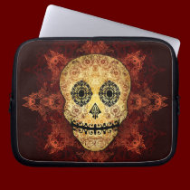 Ornate Flame Sugar Skull Laptop Bag laptop sleeves