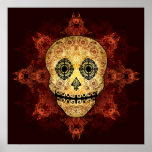 Ornate Flame Sugar Skull Print