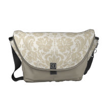 Ornate floral art nouveau pattern 2 beige messenger bag