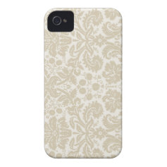 Ornate floral art nouveau pattern beige iPhone 4 covers