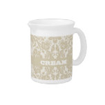 Ornate floral art nouveau pattern beige pitchers