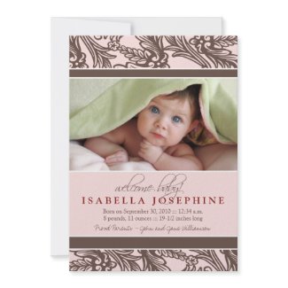 Ornate Floral Baby Birth Announcements
