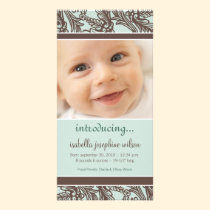 Ornate Floral (Brown/Sage) Birth Announcement photo cards