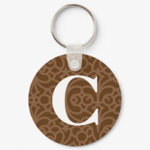 Ornate Floral Monogram - Letter C keychains