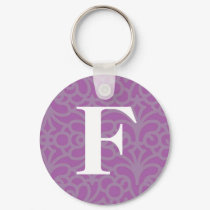 Ornate Floral Monogram - Letter F keychains