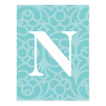 Ornate Floral Monogram - Letter N Post Card
