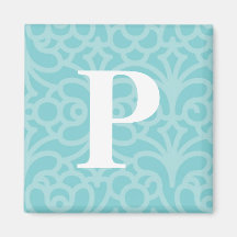 Ornate Floral Monogram - Letter P Magnets