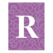 Ornate Floral Monogram - Letter R Postcards