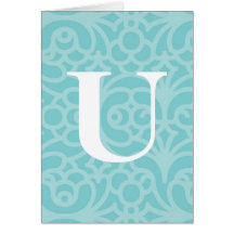 Ornate Floral Monogram - Letter U Greeting Cards