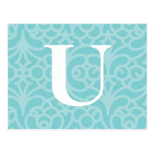 Ornate Floral Monogram - Letter U Postcards